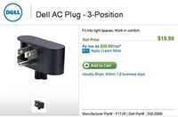 Dell AC Plug - 2-Position ( This Dell AC plug fits 65 W or greater Dell Slim Power Adapters, Not for Dell 24W or 45W)