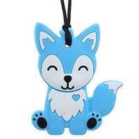 Sensory Chew Necklace for Kids, Boys and Girls - Fox Chewable Necklace for Teething, Autism, Biting, ADHD, SPD, Chewing Foxy Sensory Motor Aids Teether Pendant (Blue)