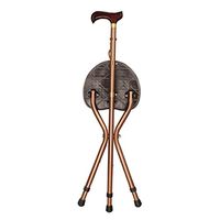 Crutches Canes Three-Legged Adjustable Walking Stick with Stool Lightweight Skid Cane Brown Walker Suitable for The Elderly People with Reduced Mobility Maximum Weight 100kg