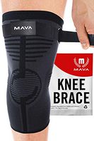 Mava Compression Knee Sleeves Support - NO ROLL DOWN- (Piece) With ADJUSTABLE STRAP for Arthritis Knee Support for Running, Jogging, Basketball, Weightlifting, Gym, Workout, Sports (Large)