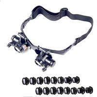 Head Mounted Magnifying Glass, Binocular Model LED Jeweler Watch Repair Belt 2.X to 25X Eight Group Lens, Children's Elderly Reading LIXFDJ Vision Assisted Magnification