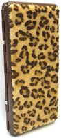 1 Eclipse Soft Furry Leopard Cigarette Case with Mirror, Fits 120's Cigarettes, Can Hold 14 Cigarettes