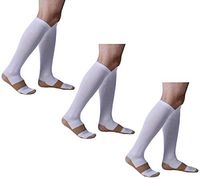ASRocky Graduated Compression Socks Anti-Fatigue Antimicrobial Calf High Below Knee Mens Womens Sock Leg Foot Ankle Heel Support Pain Relief Stockings Reduce Swelling (3 Pr, XXL, Wht/Cu)
