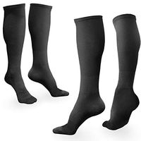 BAMS Compression Socks Women & Men- Premium Bamboo Ultra Soft No-Smell 15-20 mmHg (Two Pairs Black, L/XL (Refer to Size Photo))