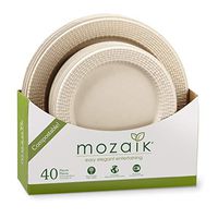 Mozaik PWMPL40 Eco-Friendly Plant-Based Compostable Woven Rim Dinner & Accent Plate Set
