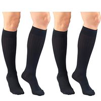 Truform Women's Fit Compression Socks, Rib Knit Pattern, 15-20 mmHg, Navy, Medium (Pack of 2)