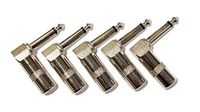 5 Pack of 1/4 Inch 6.3mm Right Angle 90 Degree Mono Male Jack Plug Solder-On Connectors