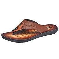 Yomiafy Men's Flip Flop Leisure Lightweight Thong Sandals Outdoor Home Beach Slippers(Brown,US:8.5)
