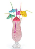 Velidy 50Pcs 3D Umbrella Cocktail Drinking Straw,Disposable Bendable Decorative Straws for Party BBQ Hawaiian Theme Decoration (Paper Umbrella)