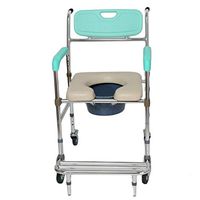 ZBYXZIGJ Elderly Mobile Toilet Bedroom Bedside Commode Chair Aluminum Alloy Folding Toilet Chair Height Adjustment