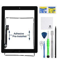 Fixcracked Touch Screen Replacement Parts Digitizer Glass Assembly for Ipad 3 + Professional Tool Kit （black）