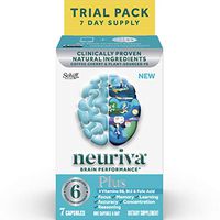 Brain Support Supplement - NEURIVA Plus (7 count in a bottle), Plus B6, B12 & Folic Acid, Supports 6 Indicators Of Brain Performance: Focus, Memory, Learning, Accuracy, Concentration & Reasoning