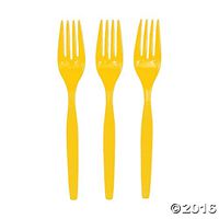 Lemon Yellow Plastic Forks