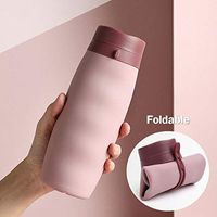 I613 Collapsible Silicone Water Bottles Portable Foldable Sports Bottle for Travel & Outdoor,Leak Proof Foldable Sports & Outdoor Water Bottles 600ML