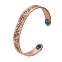 COFITNESS Elegant Pure Copper Bangle with Natural Stone for Men or Women (Blue Natural Stone)