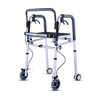 Luckya Elderly Walker Aid Aluminum Lightweight Folding Rollator Walker with Shower Seat/Brakes, Crutches Traction Frame for Old Man/Disabled People