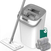 Spin Mop Flat Squeeze Automatic Mop And Bucket Avoid Hand Washing Microfiber Cleaning Cloth Kitchen Wooden Floor Mop (Color : Gray, Size : And 3 mop heads)