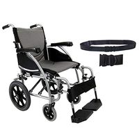 Karman S-Ergo 115 Ergonomic Transport Wheelchair | S-Style Seat Size 16" X 17" | Wire Break & Standard Swing Away Legrest | Frame Color - Pearl Silver & Free Black Wheelchair Seatbelt!