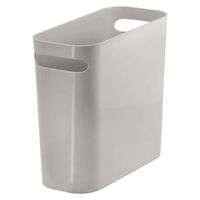 mDesign Slim Plastic Rectangular Small Trash Can Wastebasket, Garbage Container Bin with Handles for Bathroom, Kitchen, Home Office, Dorm, Kids Room - 10" High, Shatter-Resistant - Gray