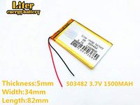 3.7V 1500mAh 503482 Lithium Polymer Ion Rechargeable Battery Lithium Polymer Li-Po Battery for MP4 GPS MP3 Bluetooth Stereo DIY Gift