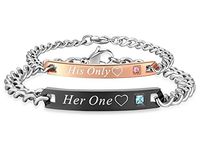 LOVE Beauties His and Hers Matching Set Titanium Stainless Steel His Only Her One Couple Bracelet in a Gift Box (A Pair)