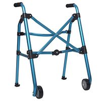 Yadianna Cozy Old Man Four-Legged Cane Pulley Blue Rehabilitation Walker Assisted Lightweight Folding Telescopic Walker Non-Slip Walking Stick with Hospital