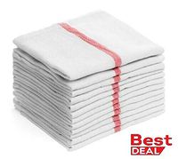 Soft 3 Pack Absorbent White Cotton RED Striped 15 x 25'' Dish Towels Kitchen Cotton