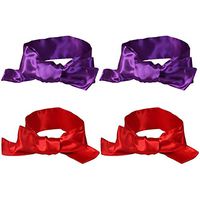EleCharm Sleep Mask Silk Satin Eye Mask, Night Time Blindfold Tie Stimulate Interest Role Play, 59 inch (Red 2pcs + Purple 2pcs)
