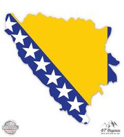 Bosnia and Herzegovina Map Flag Country Shape - 5" Vinyl Sticker - For Car Laptop I-Pad - Waterproof Decal