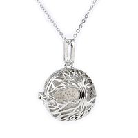 Sier Tree Aromatherapy Perfume Essential Oil Diffuser Necklace Locket With Lava Stone (White)