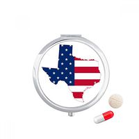 Texas USA Map Stars Stripes Flag Shape Travel Pocket Pill case Medicine Drug Storage Box Dispenser Mirror Gift
