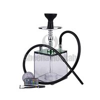 Shisha Hookah Complete Set，Arabian Quartet Acrylic Hookah Set Plastic Hookah，Hookah Party Pub Smoking Set Narghile with 2 Hose, Without Nicotine (Color : A)