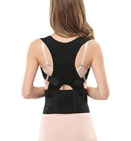 Panegy Adjustable Clavicle Spine Lumbar Support Back Straightener Belt with Shoulder Wrapped for Men Women Size M Black
