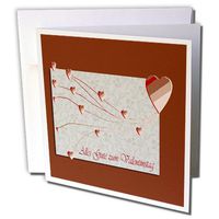 3dRose Alles Gute zum Valentinstag, Happy Valintines Day in German , Copper Hearts - Greeting Cards, 6 x 6 inches, set of 6 (gc_37046_1)