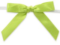 LIME GREEN 2" Pre-Tied Satin Bowswith 4-1/2" Twist Ties~ 3/8" ribbon 20 unit, 12 pack per unit.