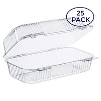 Dart Clear Hinged Lid Plastic Container 9"x 5 3/8" x 3 1/2" (25)