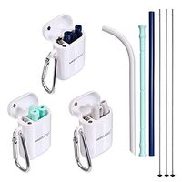 Reusable Silicone Straws with Case and Cleaning Brush Cleaner 3 Pack Foldable Collapsible Portable Curved Straight Flexible for Travel Drinking Kids Adult Tumbler BPA Free No Plastic Dishwasher Safe