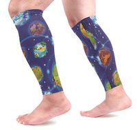 AHOMY Sports Calf Compression Sleeves Cartoon Earth Planets Leg Compression Socks for Men and Women