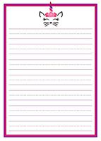 Unicorn Lined Note Cards, Lined Unicorn Cat Stationery, Cute Unicorn Stationery Set (Includes 12 Note Cards and Envelopes)