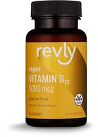 Amazon Brand - Revly Vitamin B12, 5000 mcg, Cherry Flavor - Normal Energy Production and Metabolism, Immune System Support - 60 Lozenges, 2 Month Supply, Vegan