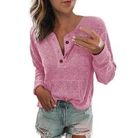 Women's Clothing Hoodie Sweatshirt, Long Sleeve Tops for Women Casual Button V Neck Hooded Pullover Sexy Blouse Sweater