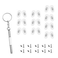 10 Pairs Glasses Nose Pads 14mm Silver Base Screw in,with 20 pcs Nose Pads Screws,1 Screwdriver Repair Kits