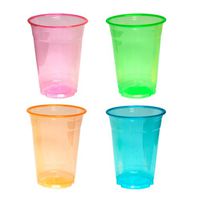 Party Essentials N164060 Soft Plastic Party Cups/Tumblers, 16-Ounce Capacity, Assorted Neon (Case of 400)
