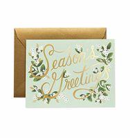 Floral "Season's Greetings" (GCX07) Holiday Card Set by Rifle Paper Co. -- Set of 8 Cards and Envelopes