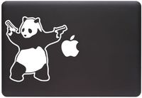Yadda-Yadda Design Co. Shooting Panda - White - (5.75" w x 6" h) Vinyl Decal Sticker MacBook Panda Guns