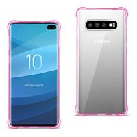 Reiko Samsung Galaxy S10 Plus Clear Bumper Case with Air Cushion Protection (Clear Hot Pink)