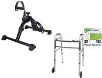 Vaunn Medical Mobility Assistance Bundle - Electronic Pedal Exerciser and Folding Walker