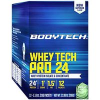 BodyTech Whey Tech Pro 24 Protein Powder Protein Enzyme Blend with BCAA's to Fuel Muscle Growth Recovery, Ideal for PostWorkout Muscle Building Chocolate Mint (12 Packets)