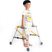 XINGZHE XZ Walker Children's Aluminum Alloy Children's Walker Foldable Simple Four-Wheeled Walker Rehabilitation Training, Bearing Capacity Below 100kg Lightweight Walking Frame (Color : Yellow)