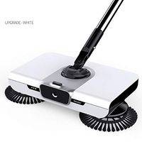 ZJH Sweeper Pusher, Broom Dustpan Set Combination Self-Cleaning with Dust Pan Teeth, Ideal for Home, Kitchen and Office Use,White